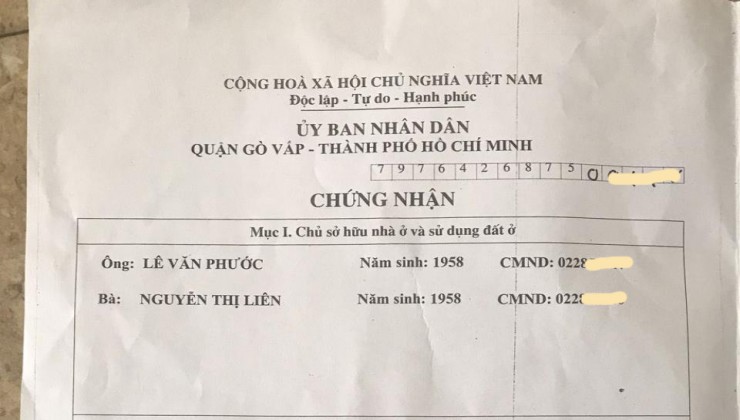 Bán nhà Nguyễn Oanh Phường 6 Quận Gò Vấp, 4 tầng, giá chỉ 8.x tỷ